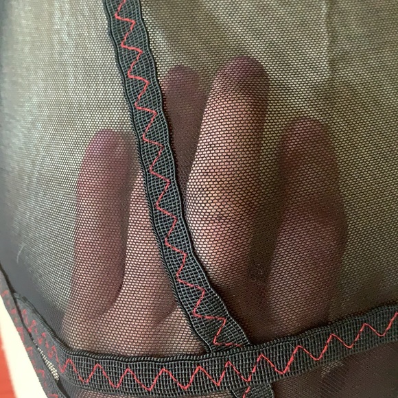 Black Mesh and Red Stitching Bodysuit - Picture 4 of 6